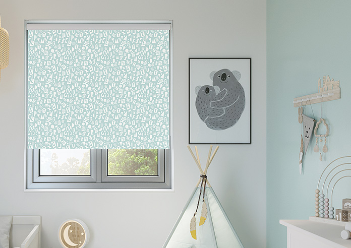 Alphabet, Turquoise - Roller Blind - Image 3